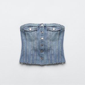zara denim corset